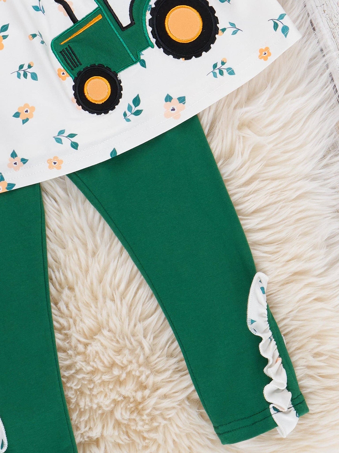 Green Tractor Ruffle Outfit