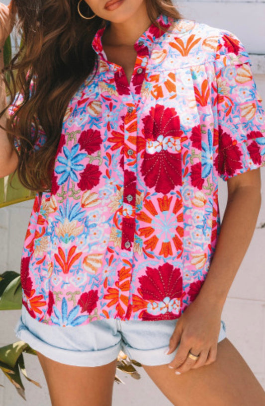 Floral Bubble Shift Top