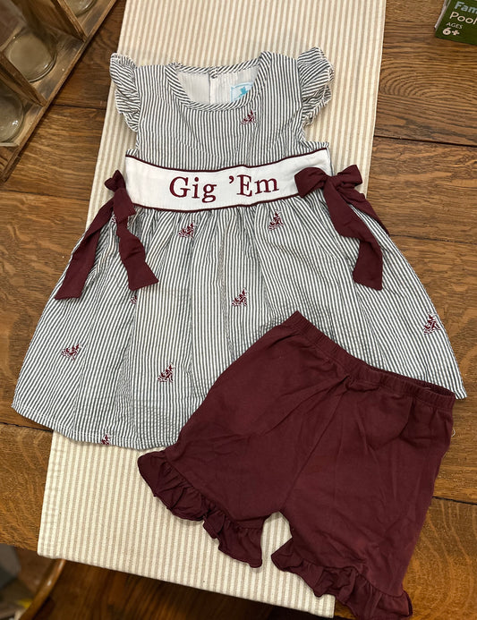 Aggies Seersucker Set- Girls