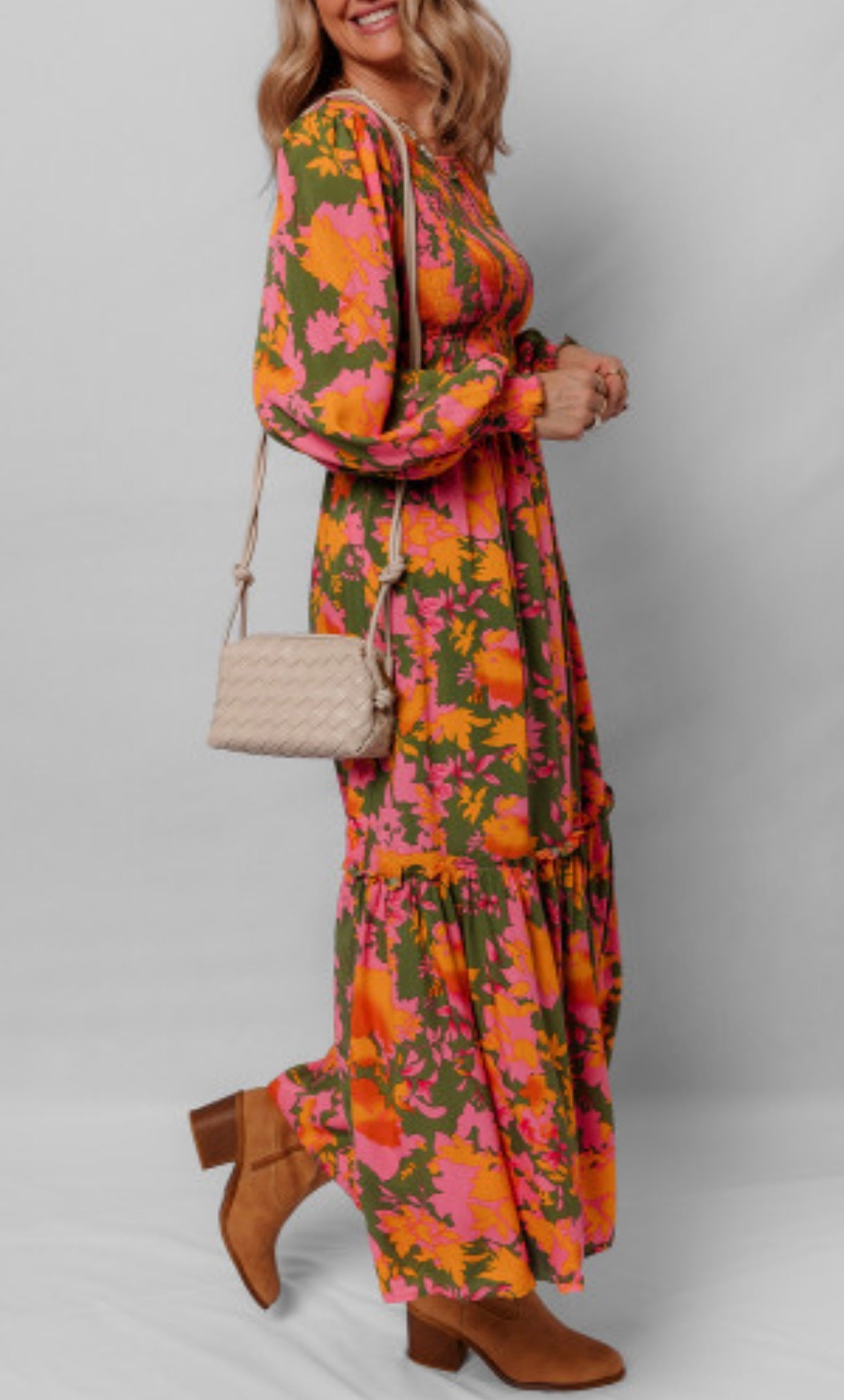 Fall-ow Me Floral Midi Dress