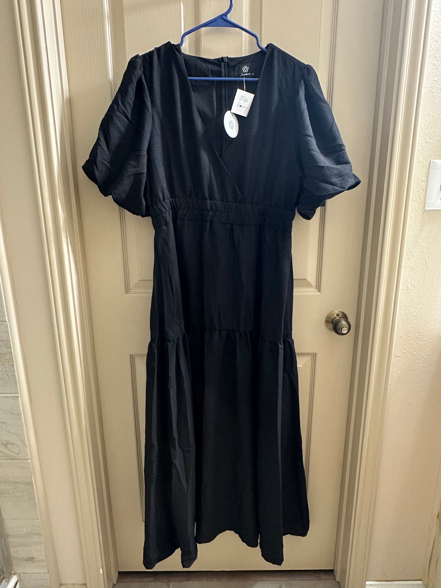 Bubble Sleeve Daily Midi Dress
