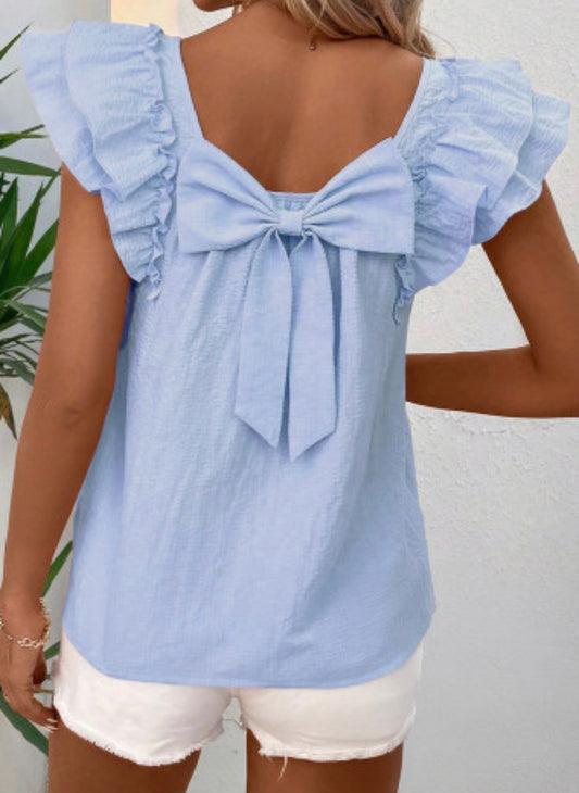 Bow Knot Butterfly Sleeve Blouse