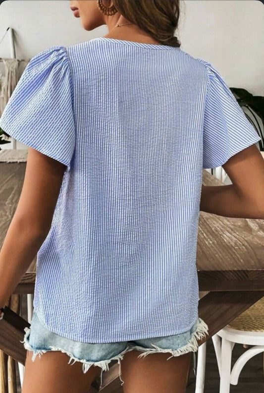 Summer Blue Crochet Top