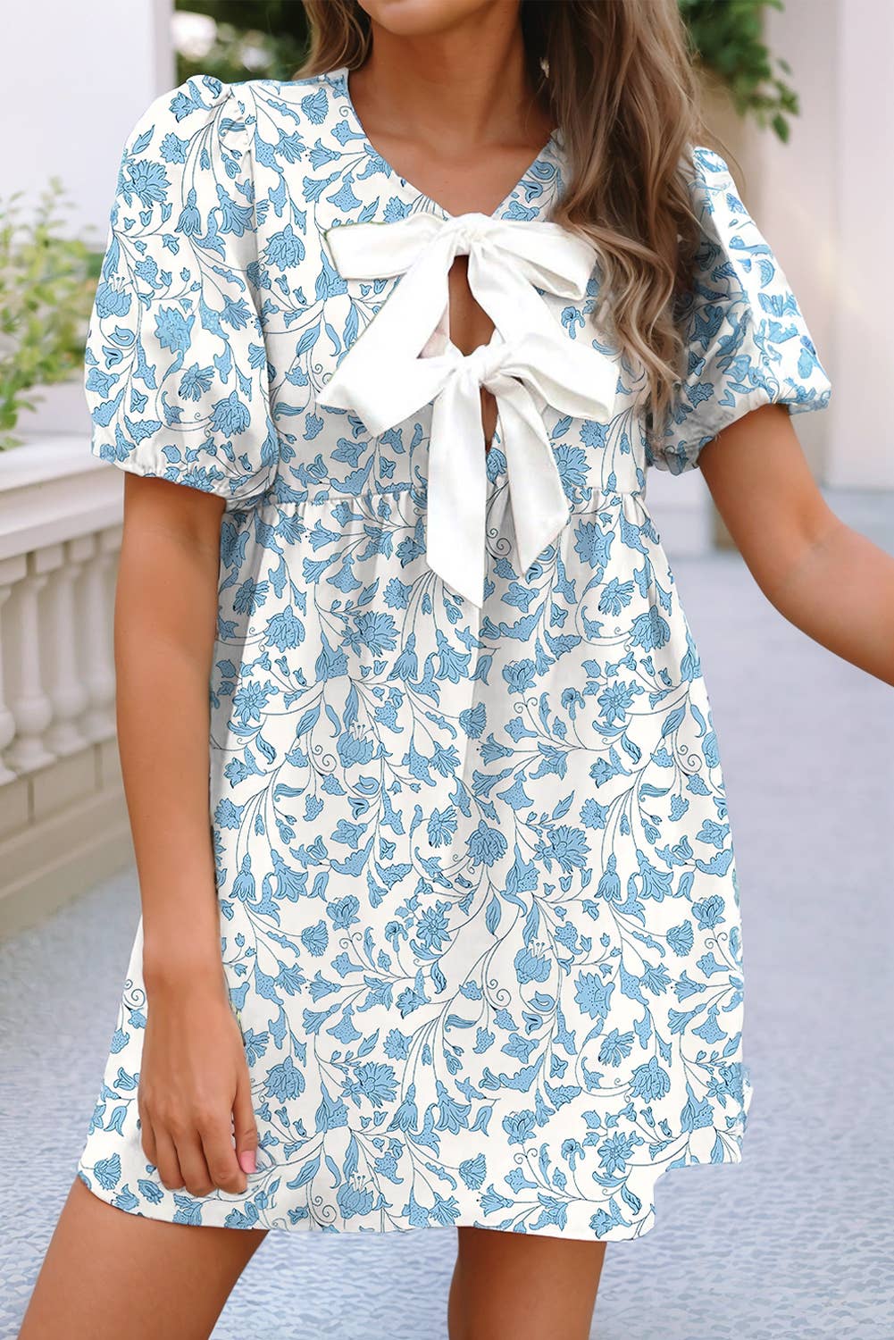 Bow Knot Floral Shift Dress