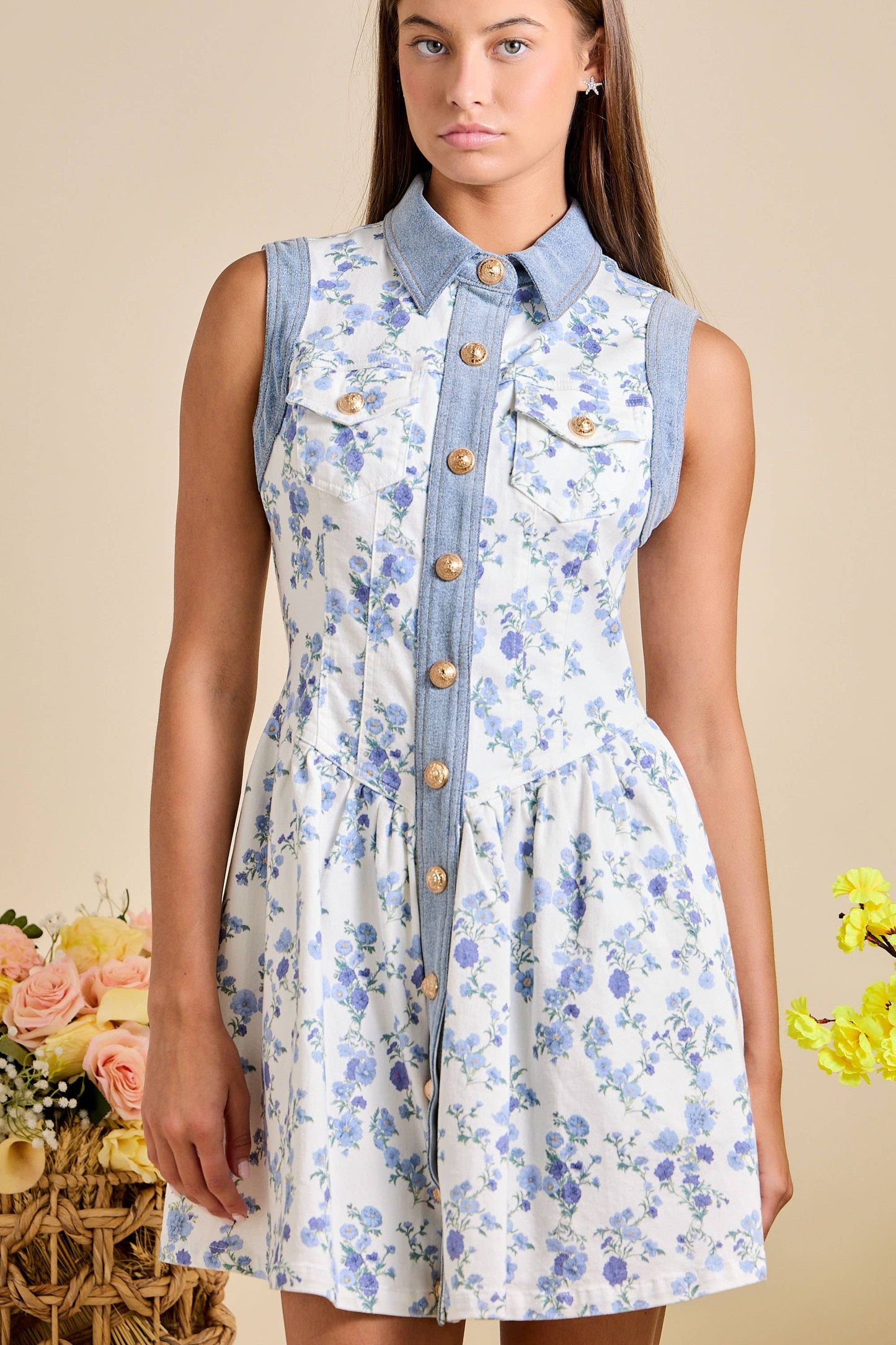The Clara: Floral Button Down Dress