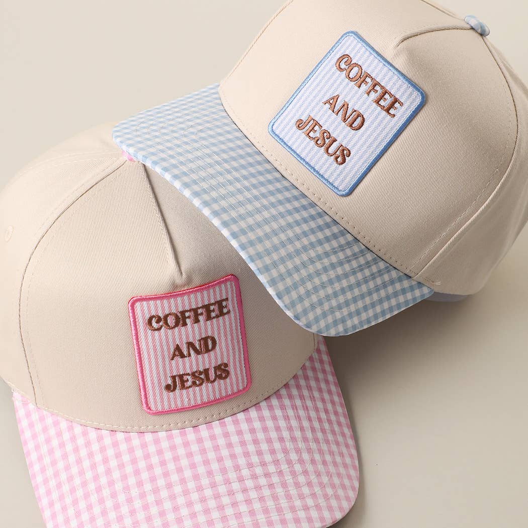 Coffee & Jesus Gingham Trucker Hat