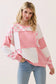 Pinking of You Patchwork Pullover