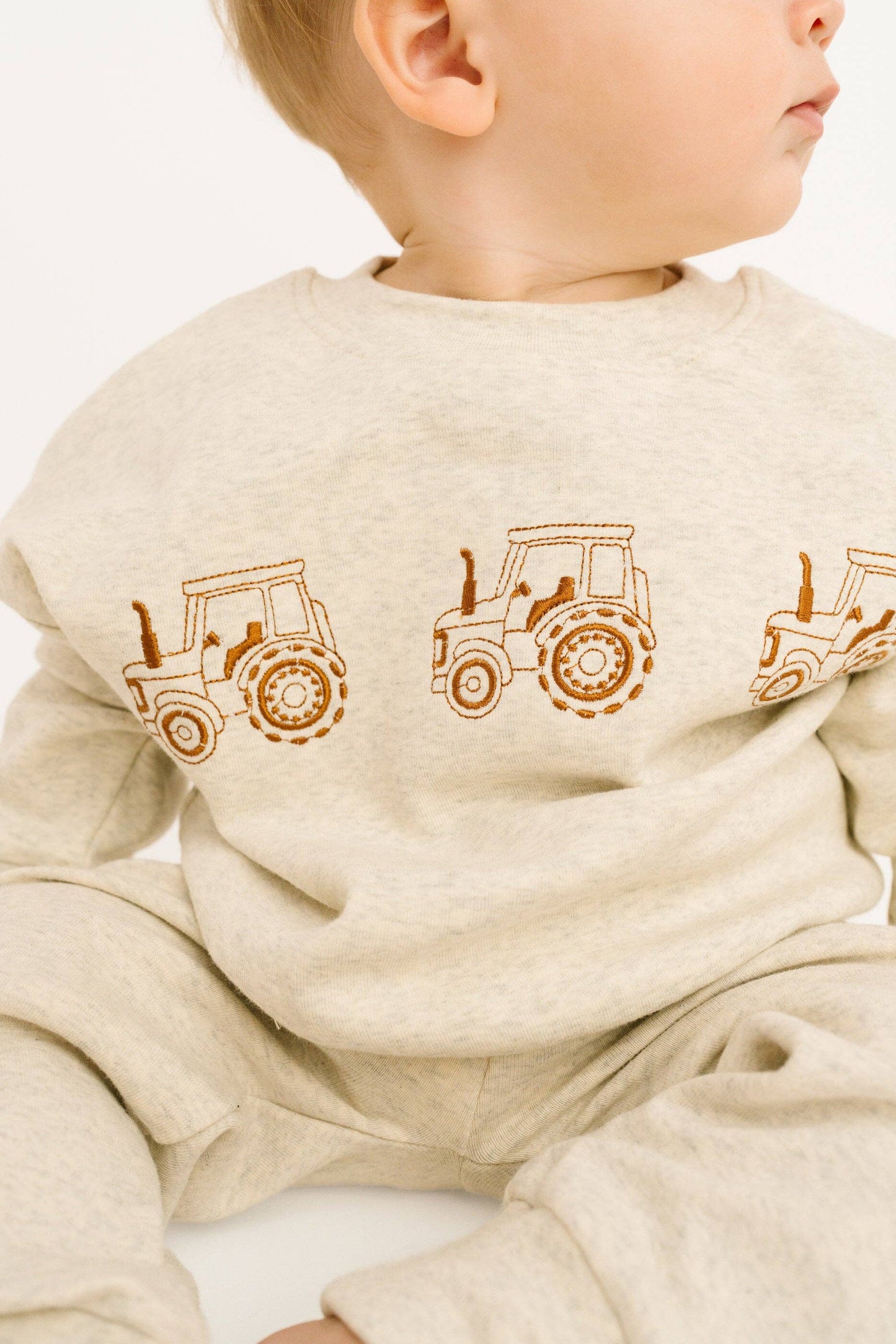 Tractor Embroidered Crewneck Set