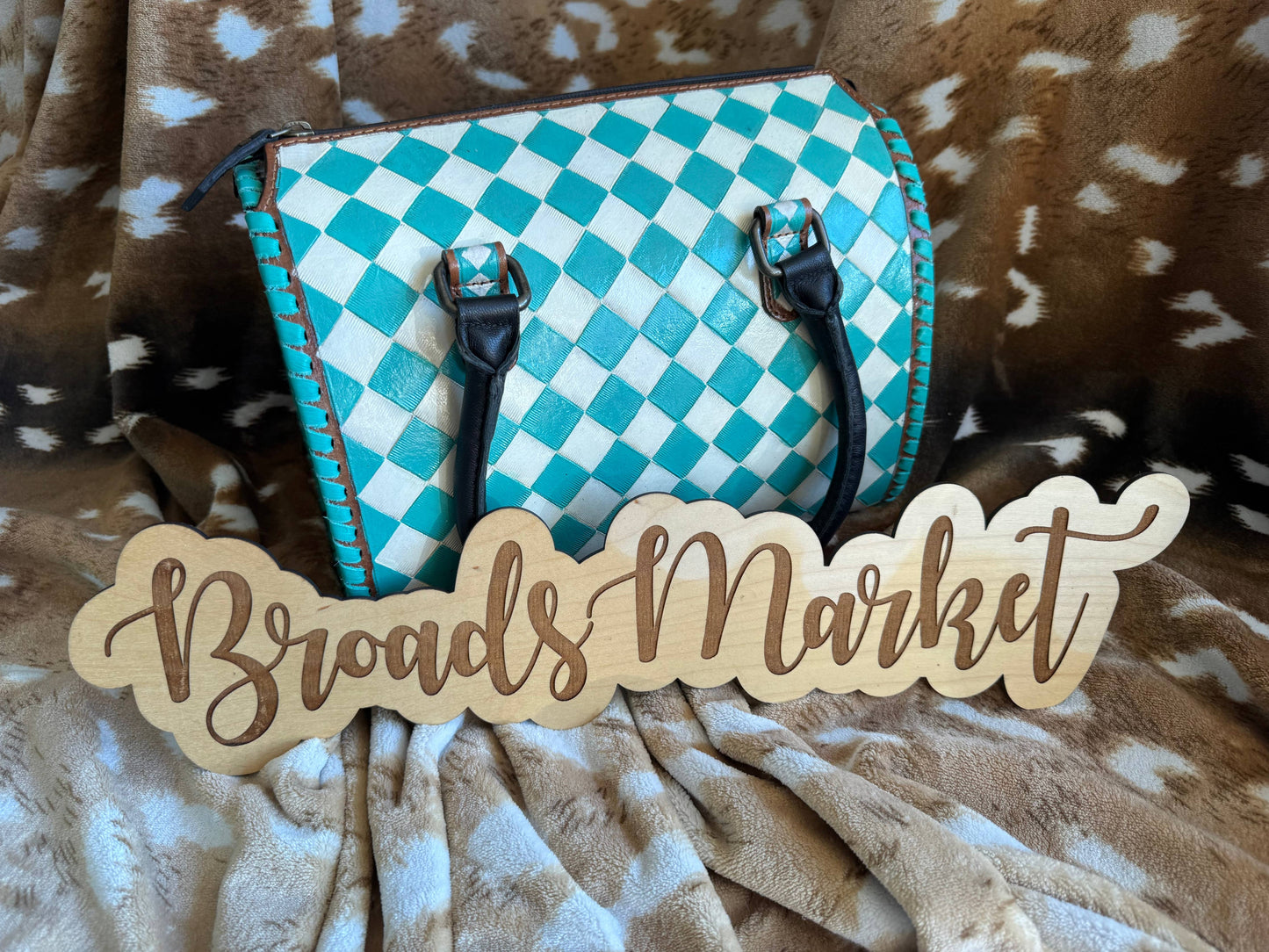 Teal Checkered Speedy Purse