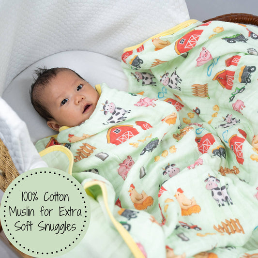Little Farmer Muslin Blanket