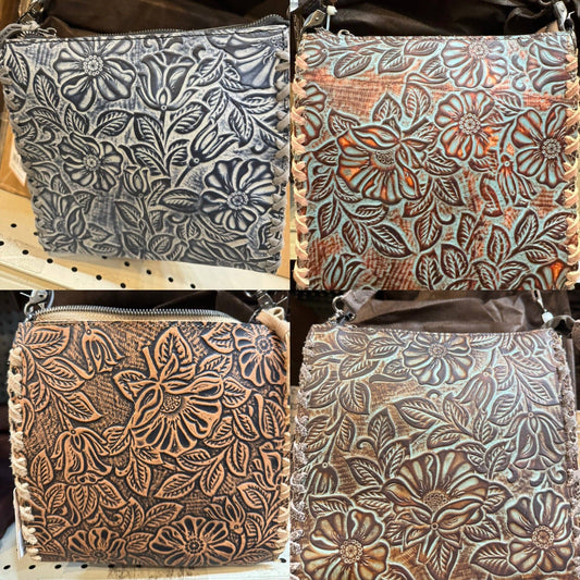 Floral Tooled Leather Crossbody