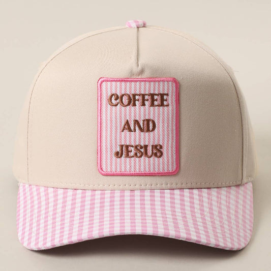Coffee & Jesus Gingham Trucker Hat