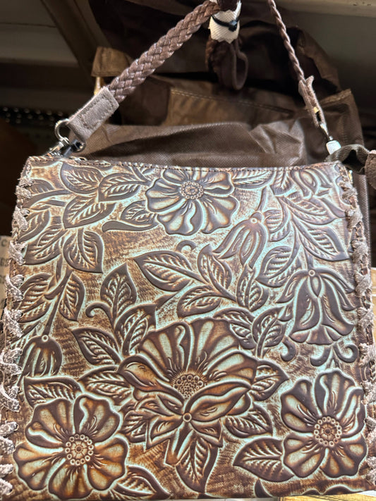 Floral Tooled Leather Crossbody