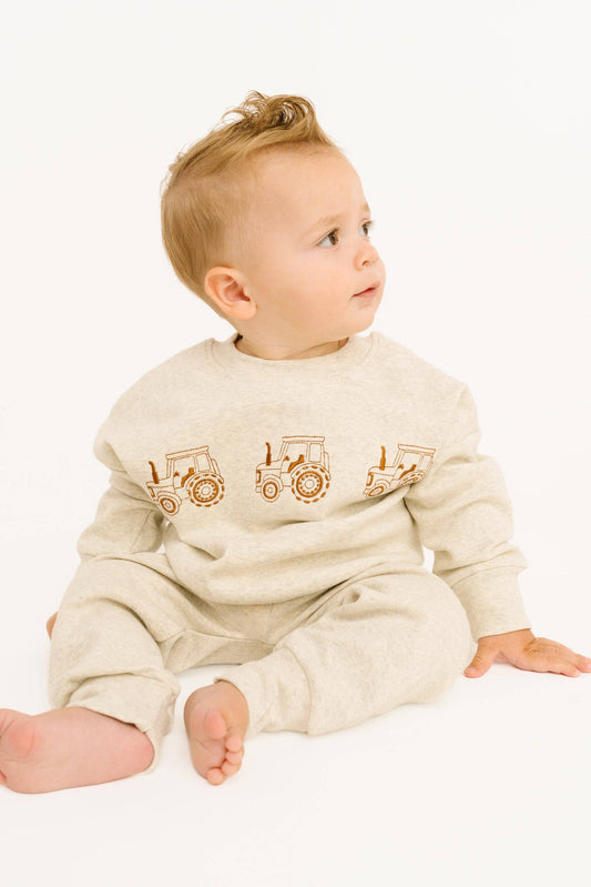 Tractor Embroidered Crewneck Set