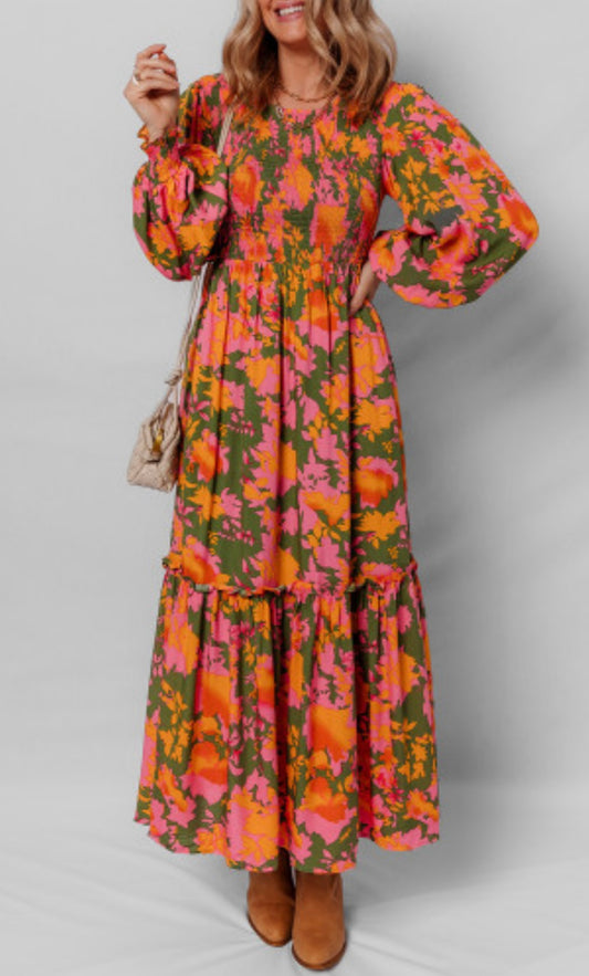 Fall-ow Me Floral Midi Dress