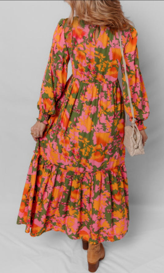 Fall-ow Me Floral Midi Dress