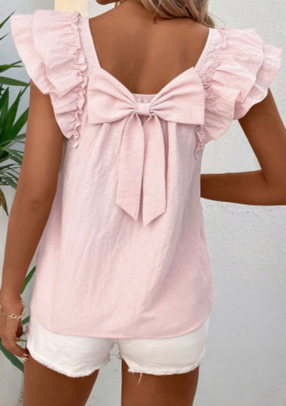 Bow Knot Butterfly Sleeve Blouse