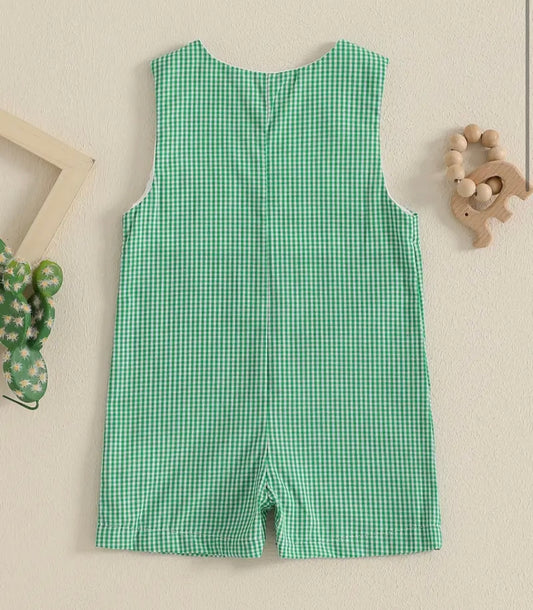 Gingham Tractor Romper