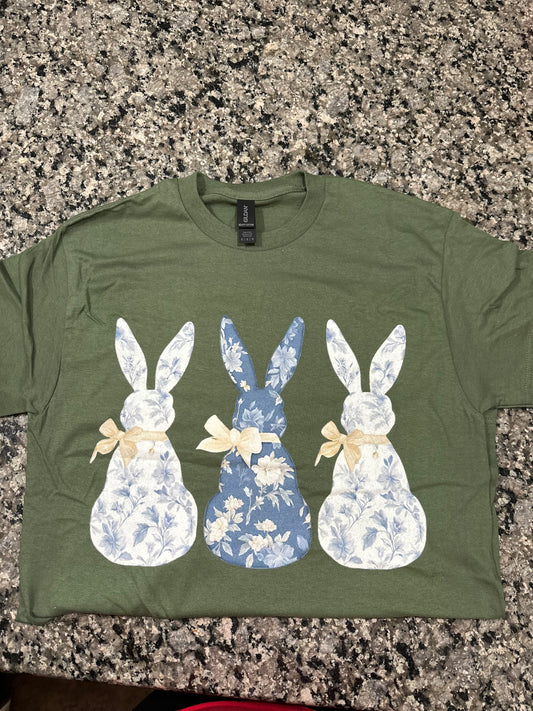 Floral Blue Bunny Shirt