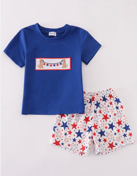 Paw-triotic Star Shorts Set