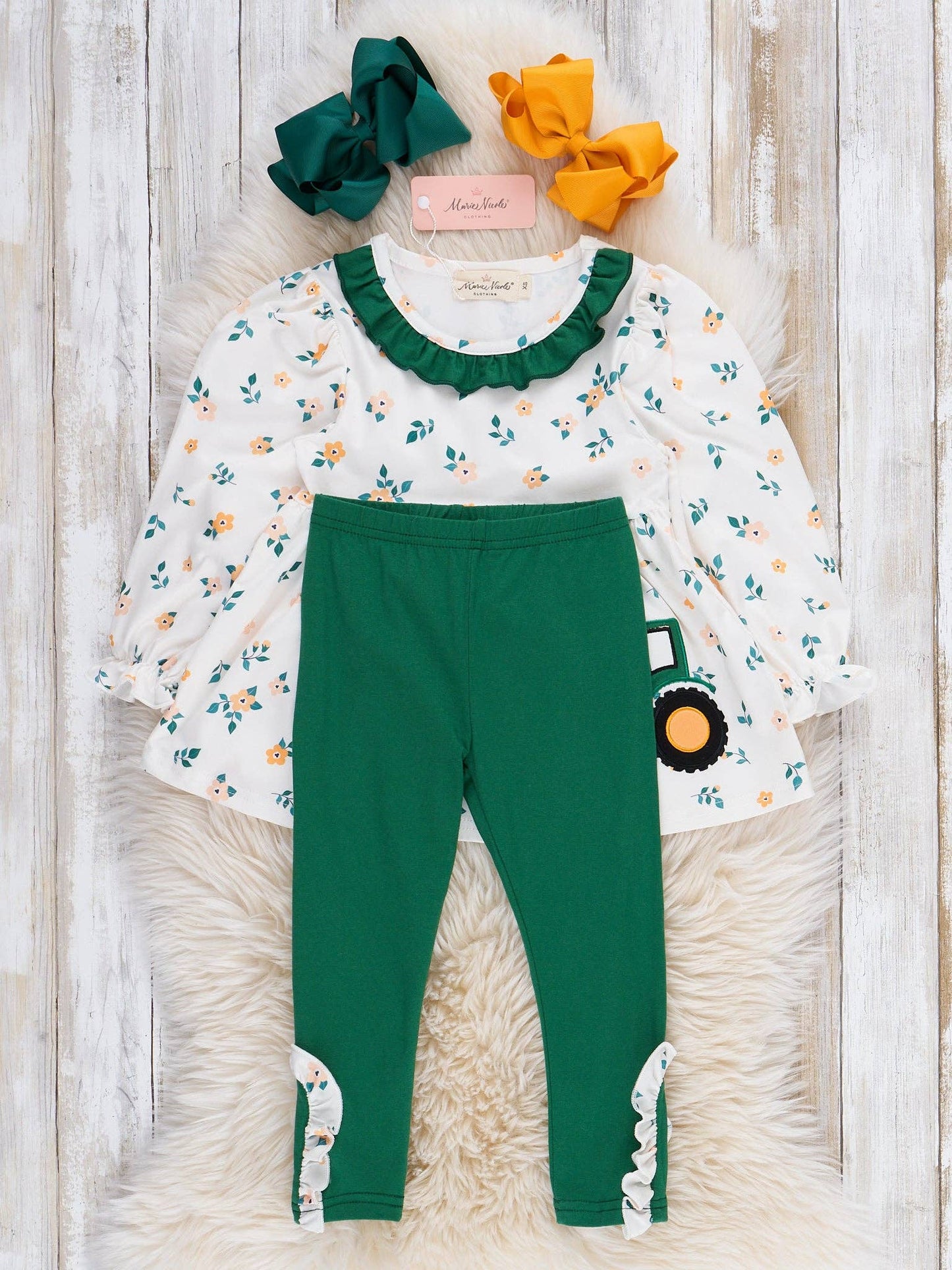 Green Tractor Ruffle Outfit
