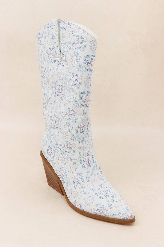 The Layla: Chic Floral Western Boots 