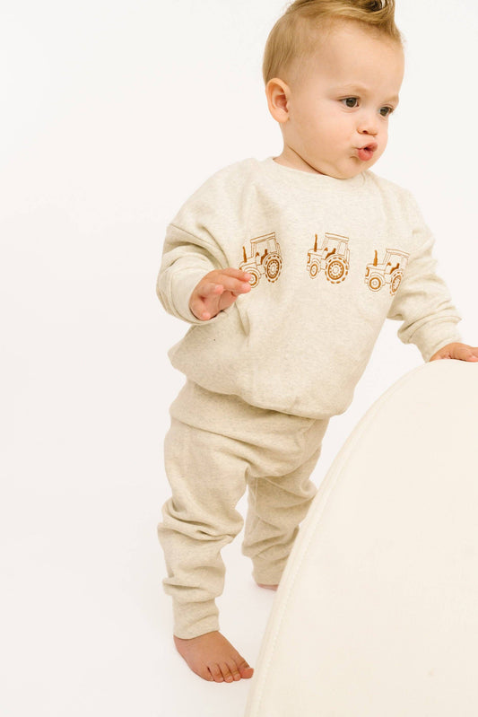 Tractor Embroidered Crewneck Set