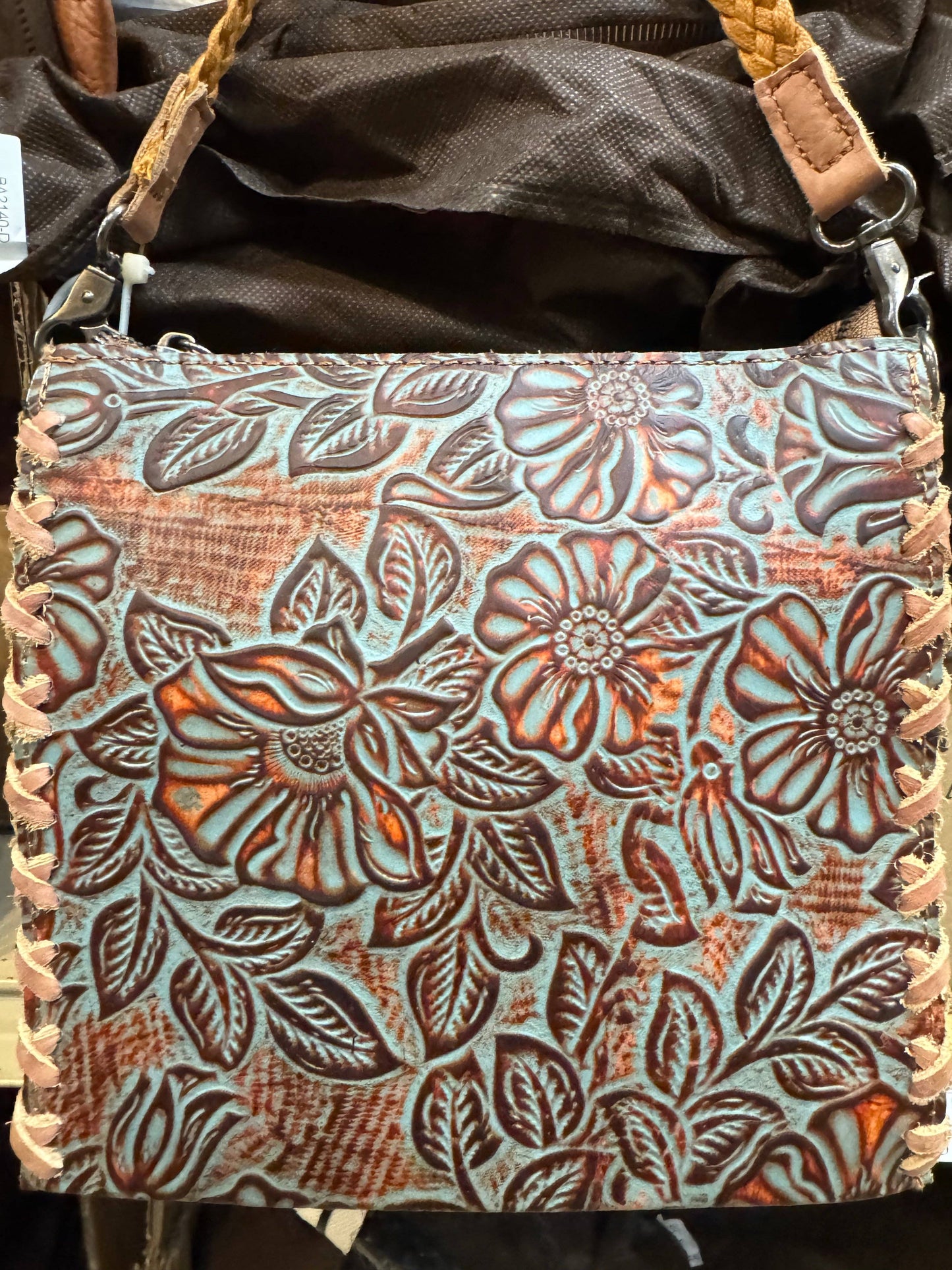 Floral Tooled Leather Crossbody