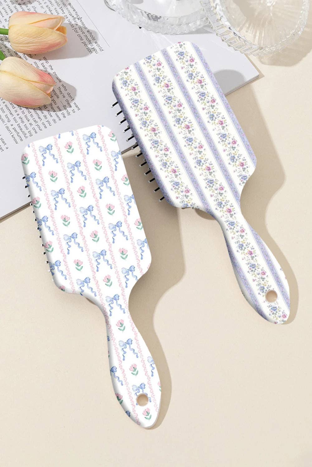 Iceland Blue Flower Print Hairbrush